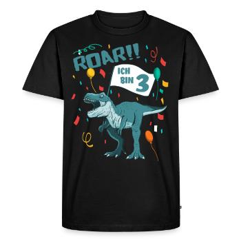 3ème anniversaire d’anniversaire des dinosaures - T-shirt Premium bio Homme - noir - Devant - Nico (187cm)