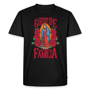 Mary of Guadalupe and text in Spanish : Proteje a - T-shirt Premium bio Homme - noir - Devant - Nico (187cm)