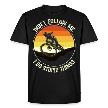 MTB Downhill Vintage Enduro Mountain Bike Freeride - Men's Premium Organic T-Shirt - black - Front - Nico (187cm)