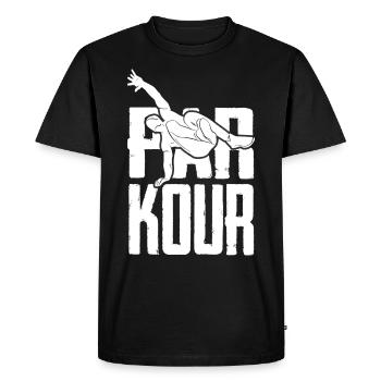 Parkour culture corporelle Outdoor Workout - T-shirt Premium bio Homme - noir - Devant - Nico (187cm)