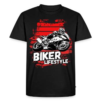 Motorcycle Lifestyle / Motorcycle / Motorcyclebiker - Men's Premium Organic T-Shirt - black - Front - Nico (187cm)
