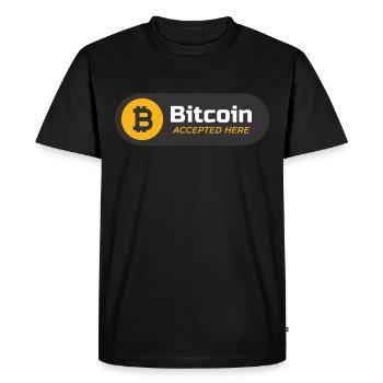 Bitcoin accepted here Bitcoin logo Crypto BTC - T-shirt Premium bio Homme - noir - Devant - Nico (187cm)