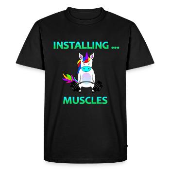 Install... Muscles Unicorn Gym Lover - Men's Premium Organic T-Shirt - black - Front - Nico (187cm)