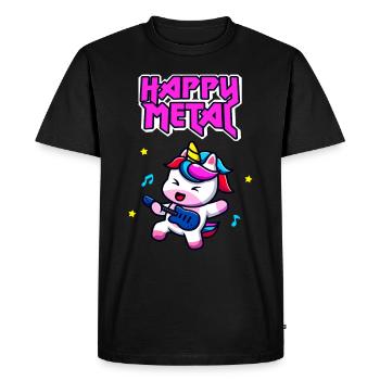Happy Metal Licorne amusante heavy rock musicien - T-shirt Premium bio Homme - noir - Devant - Nico (187cm)