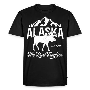Alaska Mountein Moose Vintage - T-shirt Premium bio Homme - noir - Devant - Nico (187cm)