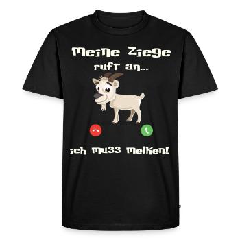 Ziege ruft an- ich muss Melken! - Männer Premium Bio T-Shirt - Schwarz - Vorne - Nico (187cm)