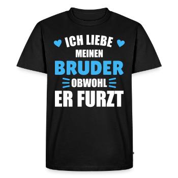 J’aime mon frère - T-shirt Premium bio Homme - noir - Devant - Nico (187cm)