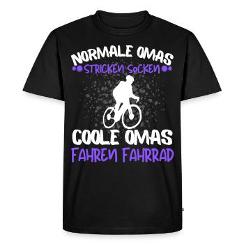 COOLE OMAS FAHREN FAHRRAD - RADFAHRERIN BIKER OMA - Männer Premium Bio T-Shirt - Schwarz - Vorne - Nico (187cm)