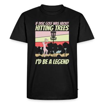 Funny Disc Golf Tree Beating Legend - Men's Premium Organic T-Shirt - black - Front - Nico (187cm)
