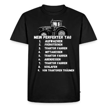 Steyr Traktor Steyr Austria /Landwirt / Dorfkind - Männer Premium Bio T-Shirt - Schwarz - Vorne - Nico (187cm)