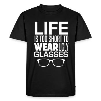 Drôle d’optometrist lunettes médecin yeux Phoropter V - T-shirt Premium bio Homme - noir - Devant - Nico (187cm)