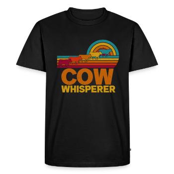Colorful nostalgic retro farmer COW WHISPERER - T-shirt Premium bio Homme - noir - Devant - Nico (187cm)
