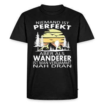 Wandern lustiger Spruch - Männer Premium Bio T-Shirt - Schwarz - Vorne - Nico (187cm)