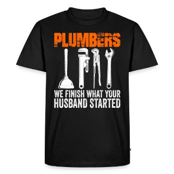 Plumber Plumbing Tools Plumber - Men's Premium Organic T-Shirt - black - Front - Nico (187cm)