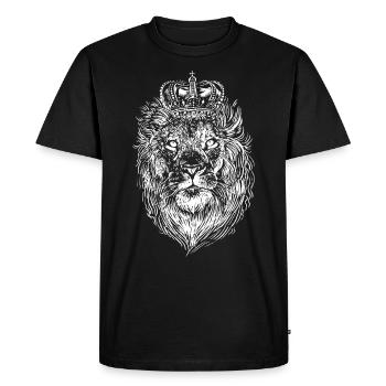 Lion avec couronne dessinée à la main - T-shirt Premium bio Homme - noir - Devant - Nico (187cm)