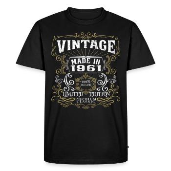 Vintage Made in 1961 Limited Edition 100% Awesome - Men's Premium Organic T-Shirt - black - Front - Nico (187cm)