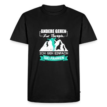 Some People Go To Therapy I Just Go Skiing Design - Men's Premium Organic T-Shirt - black - Front - Nico (187cm)