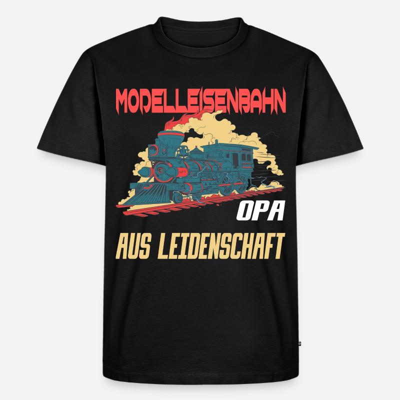 Modelleisenbahner- Opa Modelleisenbahn - Männer Premium Bio T-Shirt - Schwarz