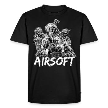 Airsoft / Softair / Softgun / AEG Airsoft Milsim - T-shirt Premium bio Homme - noir - Devant - Nico (187cm)