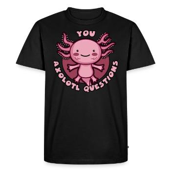 Axolotl Axolotl Questions Amphibie Drôle - T-shirt Premium bio Homme - noir - Devant - Nico (187cm)