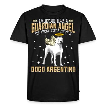 Dogo Argentino avec ange gardien rengaine - T-shirt Premium bio Homme - noir - Devant - Nico (187cm)