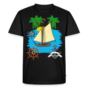 Voilier maritime mer Caraïbes Mer du Sud marine voile - T-shirt Premium bio Homme - noir - Devant - Nico (187cm)