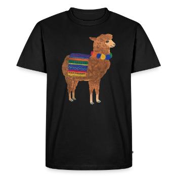 Lama Alpaga Vicuna Guanaco Pérou Andes - T-shirt Premium bio Homme - noir - Devant - Nico (187cm)