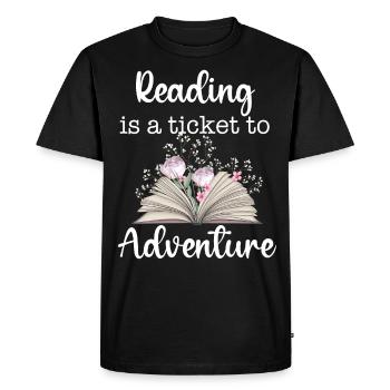 Reading Is A Ticket To Adventure Book Lover Gift - T-shirt Premium bio Homme - noir - Devant - Nico (187cm)