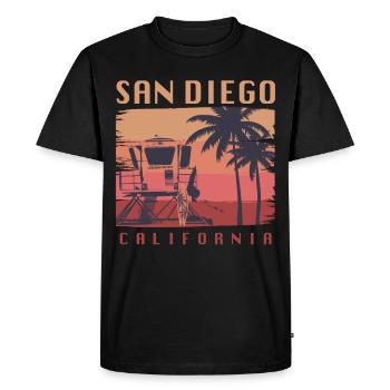 San Diego California Surfing - Men's Premium Organic T-Shirt - black - Front - Nico (187cm)