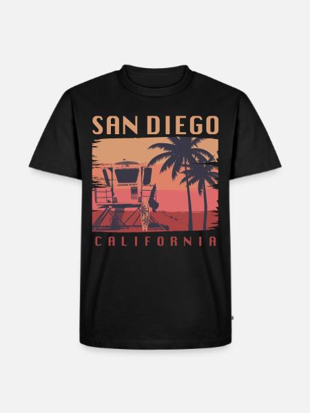 San Diego California Surfing - Men's Premium Organic T-Shirt - black