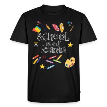 École à l’école pour toujours - Fin de l’école - T-shirt Premium bio Homme - noir - Devant - Nico (187cm)