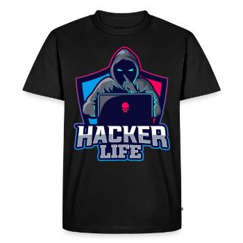 Hacker Life - Men's Premium Organic T-Shirt - black - Front - Nico (187cm)