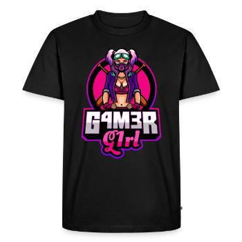 Gamer Girl Funny Esport Team Label Logo - Men's Premium Organic T-Shirt - black - Front - Nico (187cm)