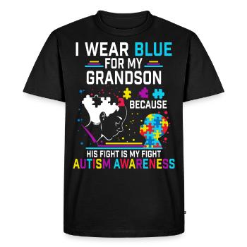 I Wear Blue For My Grandson Autism Awareness - Men's Premium Organic T-Shirt - black - Front - Nico (187cm)