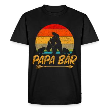 Papa ours avec trois enfants triple père - T-shirt Premium bio Homme - noir - Devant - Nico (187cm)