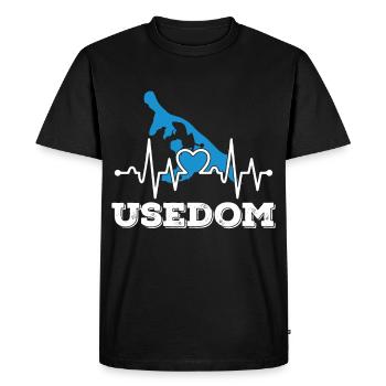 Usedom Heartbeat Island Life Baltic Sea Beach - Men's Premium Organic T-Shirt - black - Front - Nico (187cm)