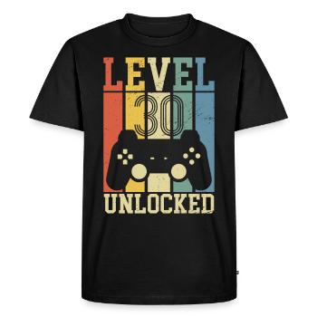 Niveau 30 Déverrouillé - T-shirt Premium bio Homme - noir - Devant - Nico (187cm)