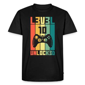 Level 10 Unlocked Zocker 10 Geburtstag Geschenk - Männer Premium Bio T-Shirt - Schwarz - Vorne - Nico (187cm)