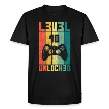 Level 40 Unlocked Gambler 40 Birthday Gift - Men's Premium Organic T-Shirt - black - Front - Nico (187cm)