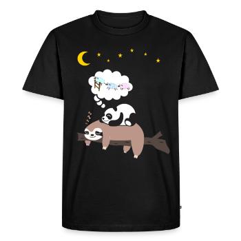 Panda mignon dort sur le paresseux pyjama - T-shirt Premium bio Homme - noir - Devant - Nico (187cm)
