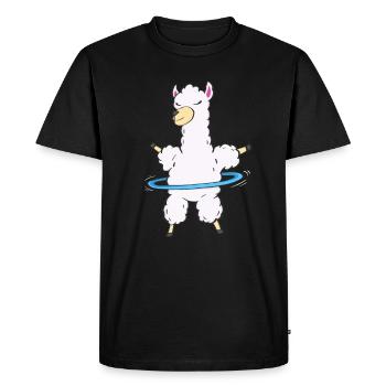 Hulahoop Lama Hullern Alpaca Fitness Fun - Men's Premium Organic T-Shirt - black - Front - Nico (187cm)