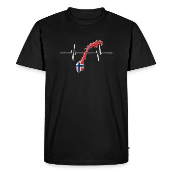 Norvège Norway avec battement de coeur ECG vintage drapeau - T-shirt Premium bio Homme - noir - Devant - Nico (187cm)