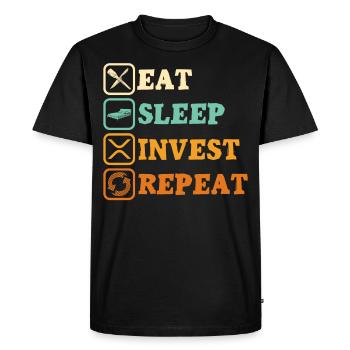 Eat Sleep Invest Repeat Rypto Ripple XRP - T-shirt Premium bio Homme - noir - Devant - Nico (187cm)