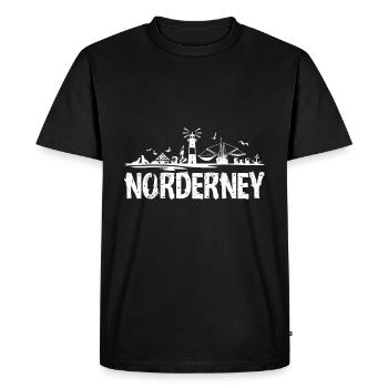 Norderney phare Skyline mer du Nord île - T-shirt Premium bio Homme - noir - Devant - Nico (187cm)