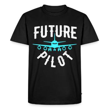 Flight School Airplane Future Pilot - Men's Premium Organic T-Shirt - black - Front - Nico (187cm)