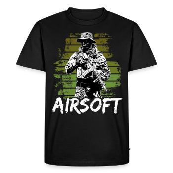 Airsoft / Softair / Softgun / AEG Airsoft Milsim - T-shirt Premium bio Homme - noir - Devant - Nico (187cm)