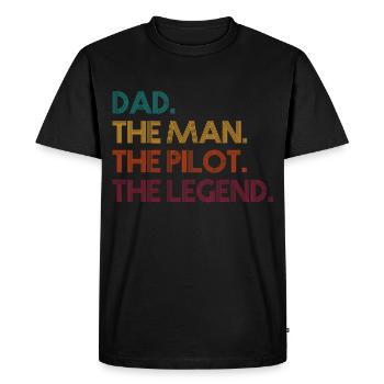Dad The Man The Pilot The Legend Airplane Pilot - Men's Premium Organic T-Shirt - black - Front - Nico (187cm)
