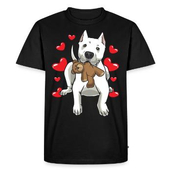 Dogo Argentino avec peluche - T-shirt Premium bio Homme - noir - Devant - Nico (187cm)