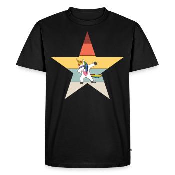Dabbing Unicorn Licorne Dab Vintage - T-shirt Premium bio Homme - noir - Devant - Nico (187cm)