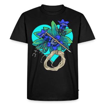 Coeur Gentiane Outdoor Alpinisme Montagnes Escalade - T-shirt Premium bio Homme - noir - Devant - Nico (187cm)